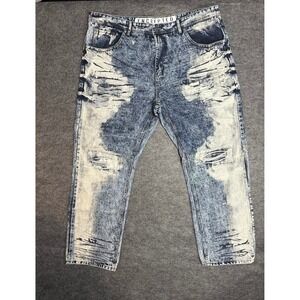 Encrypted Mens Acid Wash Distressed Relaxed Fit Jeans Size 46 Waist 33 Inseam